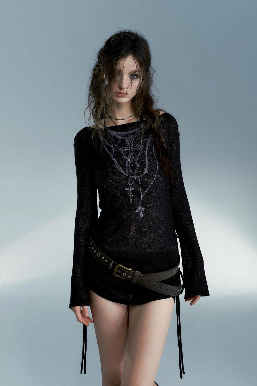 Grunge Cross Necklace Designed Top - KAYSMAR