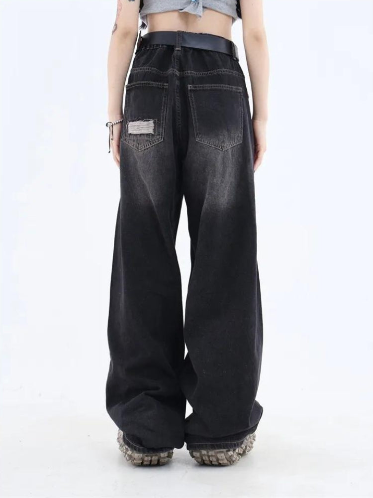 Grunge Dark Wash Distressed Jeans - KAYSMAR