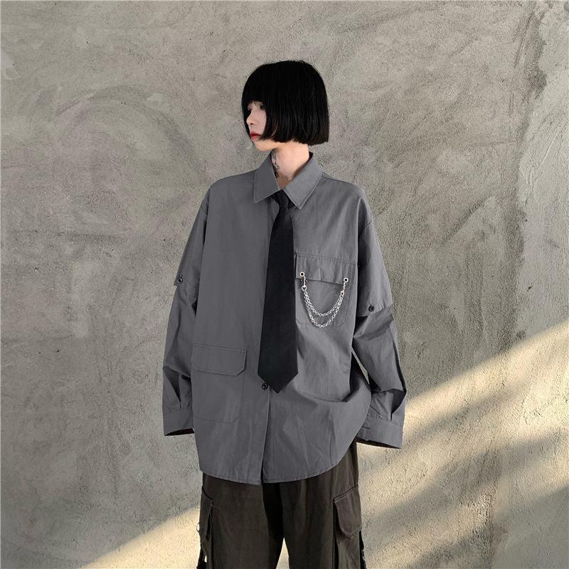 Grunge Detachable Sleeve Shirt - KAYSMAR