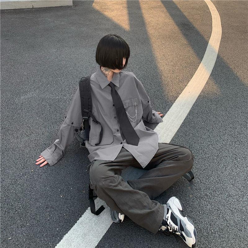 Grunge Detachable Sleeve Shirt - KAYSMAR