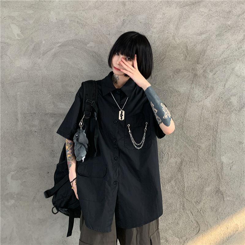 Grunge Detachable Sleeve Shirt - KAYSMAR