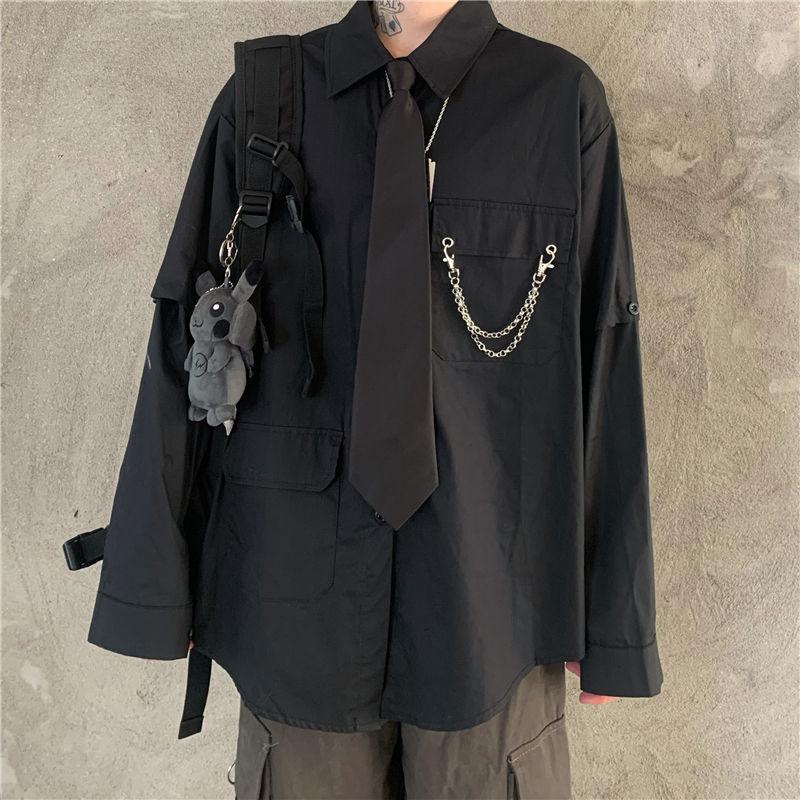 Grunge Detachable Sleeve Shirt - KAYSMAR