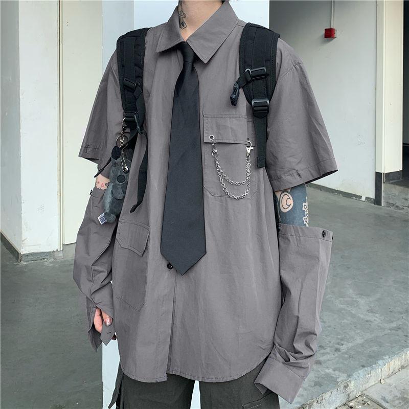 Grunge Detachable Sleeve Shirt - KAYSMAR