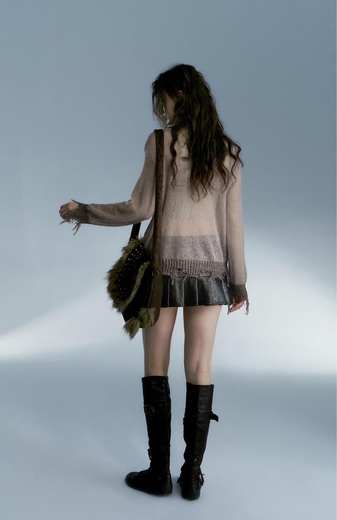 Grunge Distressed Cross Sweater - KAYSMAR