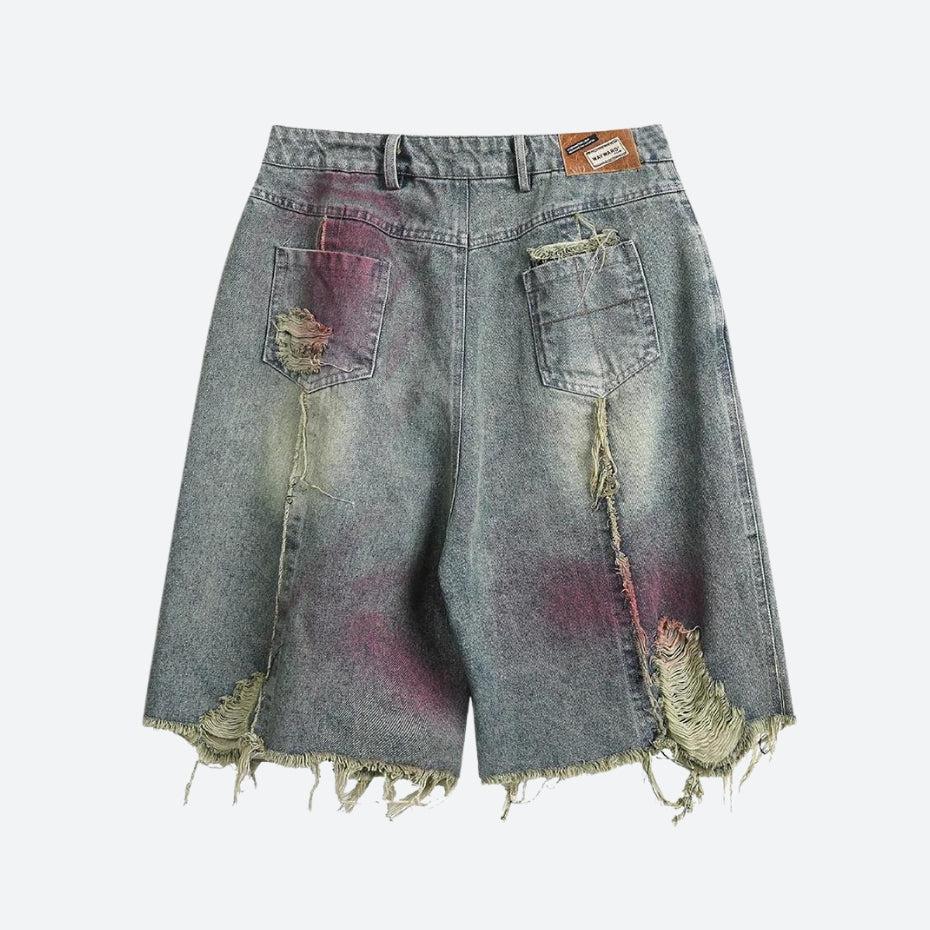 Grunge Distressed Denim Shorts - KAYSMAR