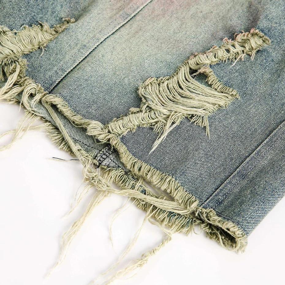 Grunge Distressed Denim Shorts - KAYSMAR