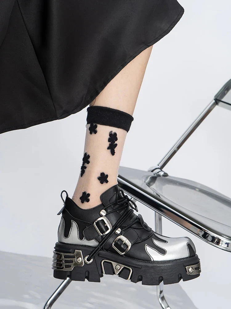 Grunge Flame Chunky Platform Shoes - KAYSMAR