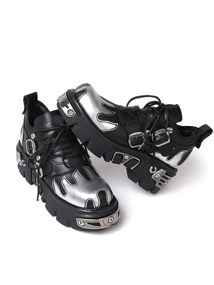Grunge Flame Chunky Platform Shoes - KAYSMAR