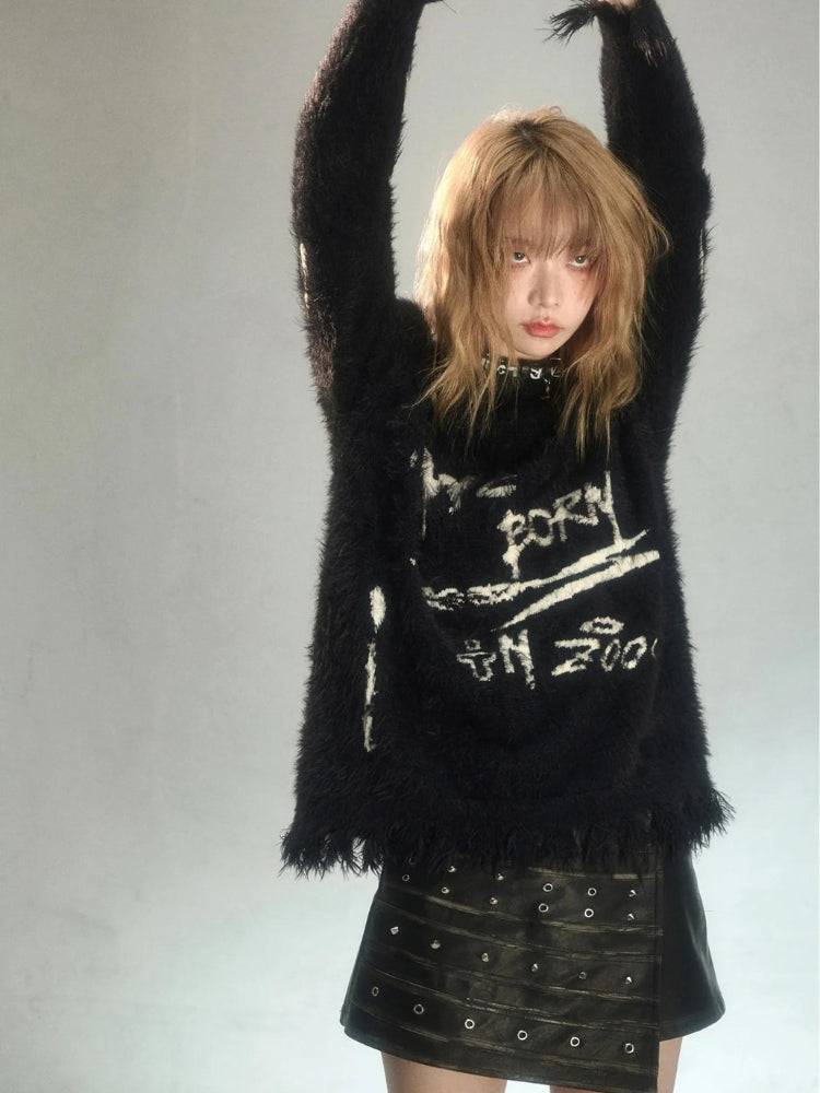 Grunge Fluffy Knitted Sweater - KAYSMAR