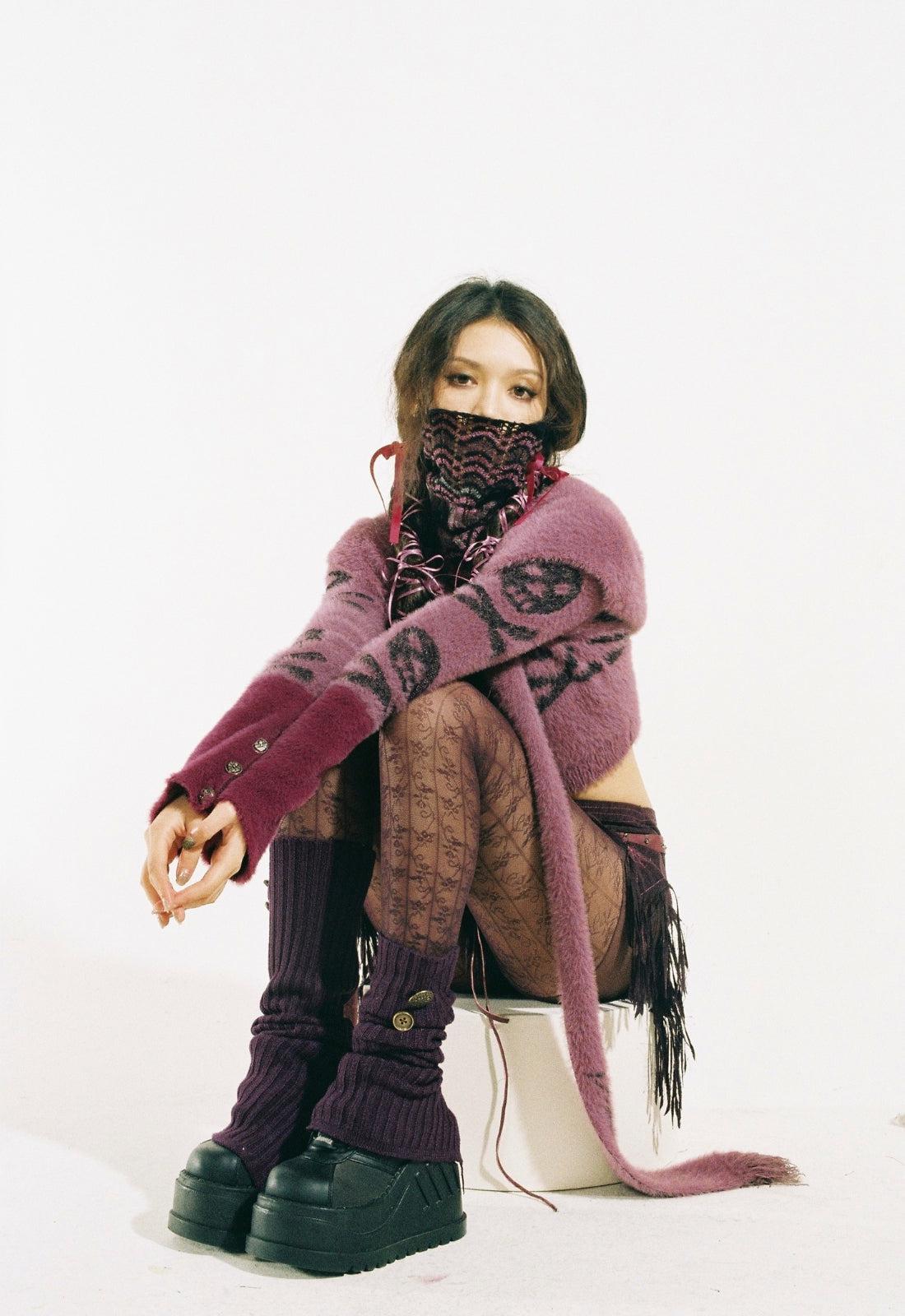 Grunge Gothic Skull Hooded Cardigan - KAYSMAR