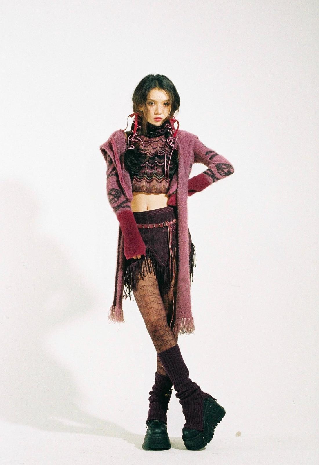 Grunge Gothic Skull Hooded Cardigan - KAYSMAR
