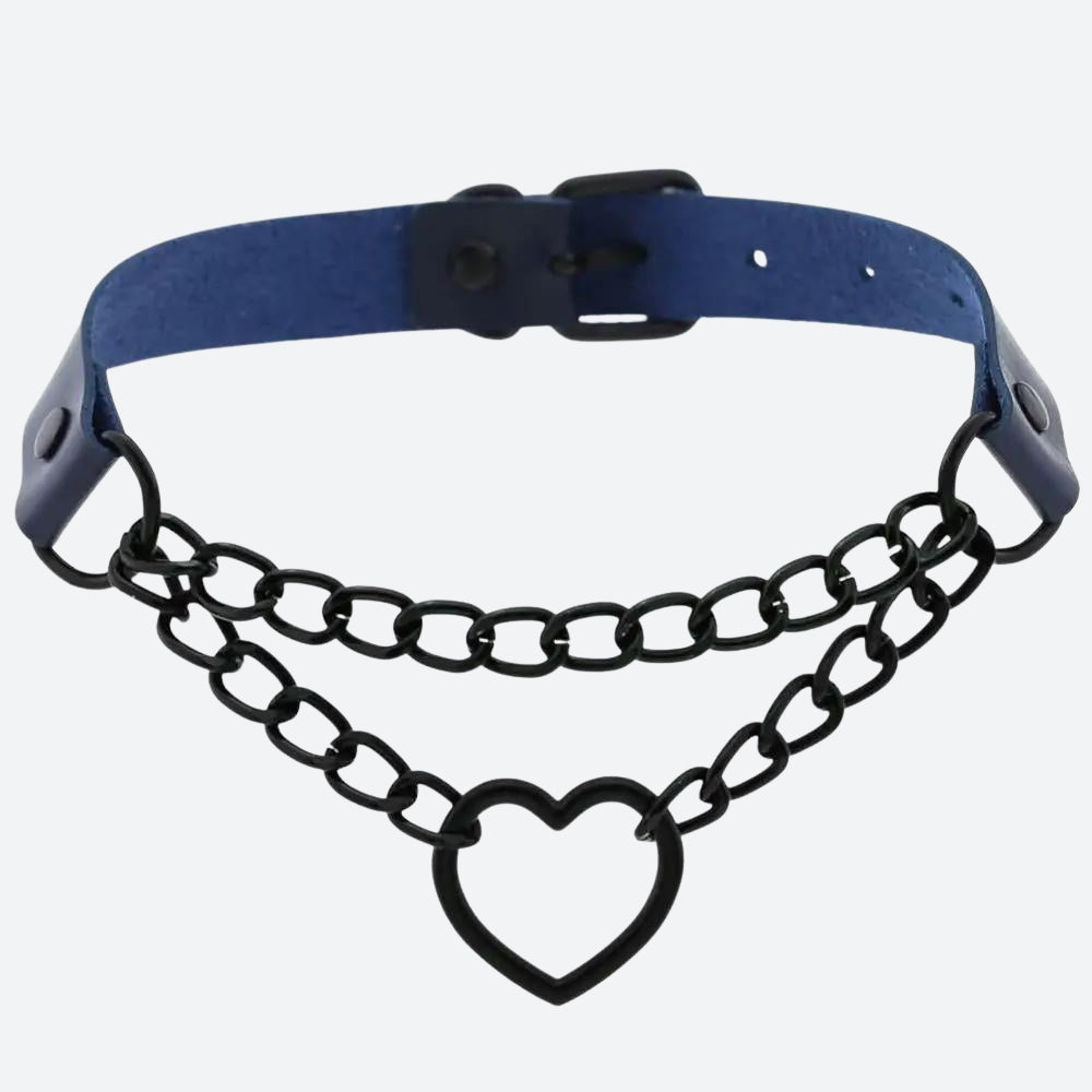 Grunge Heart Belted Choker Necklace - KAYSMAR