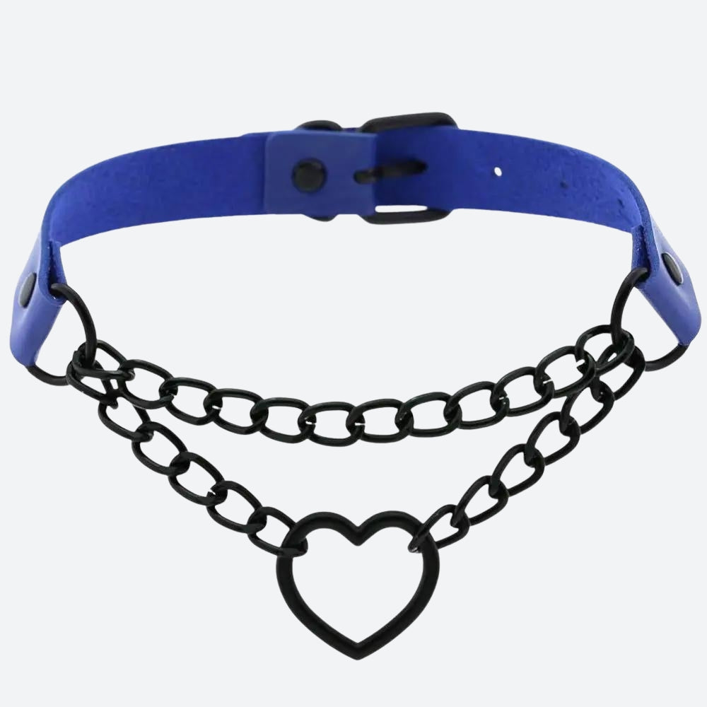 Grunge Heart Belted Choker Necklace - KAYSMAR