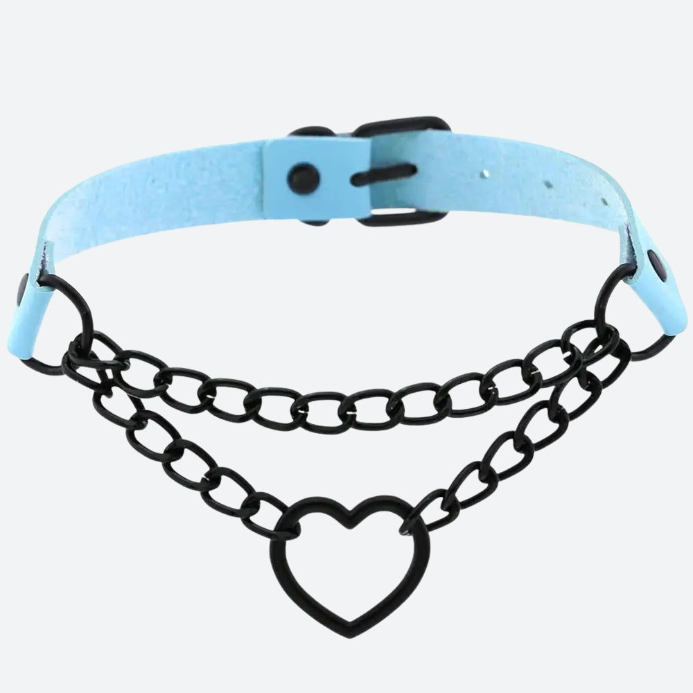 Grunge Heart Belted Choker Necklace - KAYSMAR