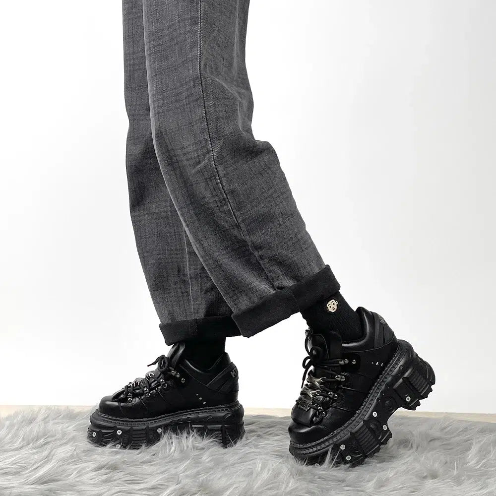 Grunge Lace Up Platform Sneakers - KAYSMAR