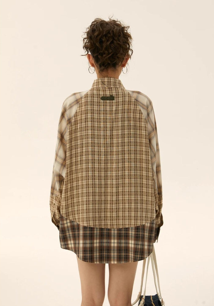 Grunge Multi Pattern Plaid Shirt - KAYSMAR