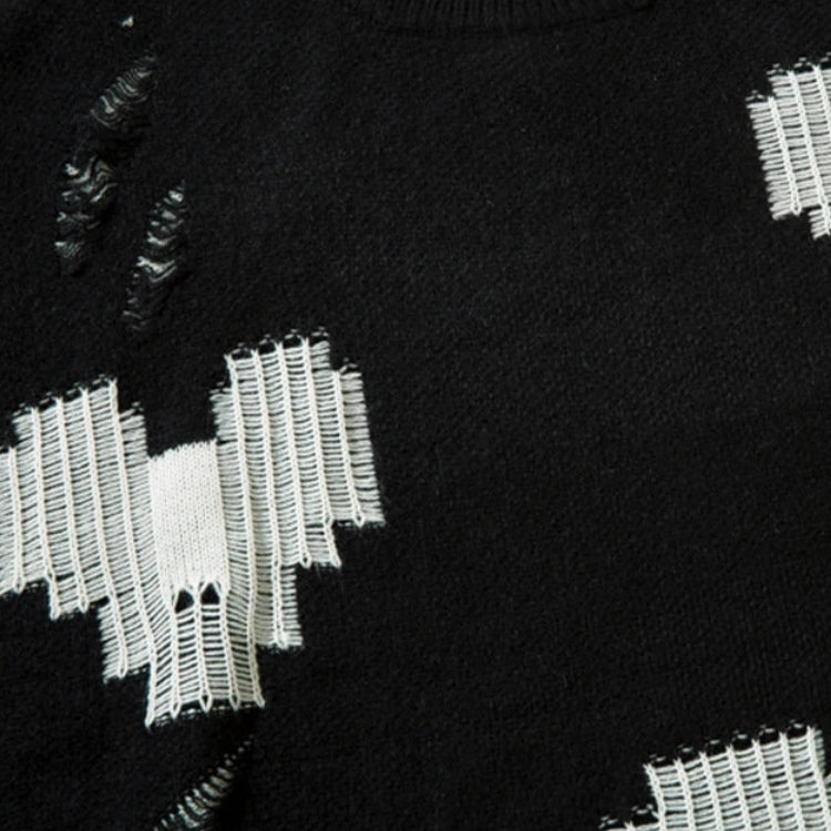 Grunge Pixel Hearts Knitted Sweater - KAYSMAR