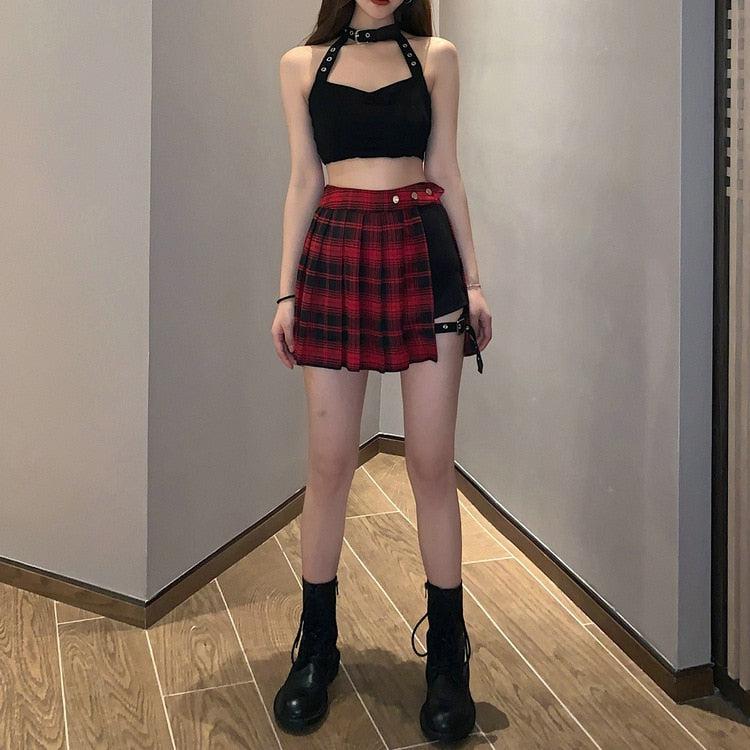Grunge Plaid Mini Skirt - KAYSMAR
