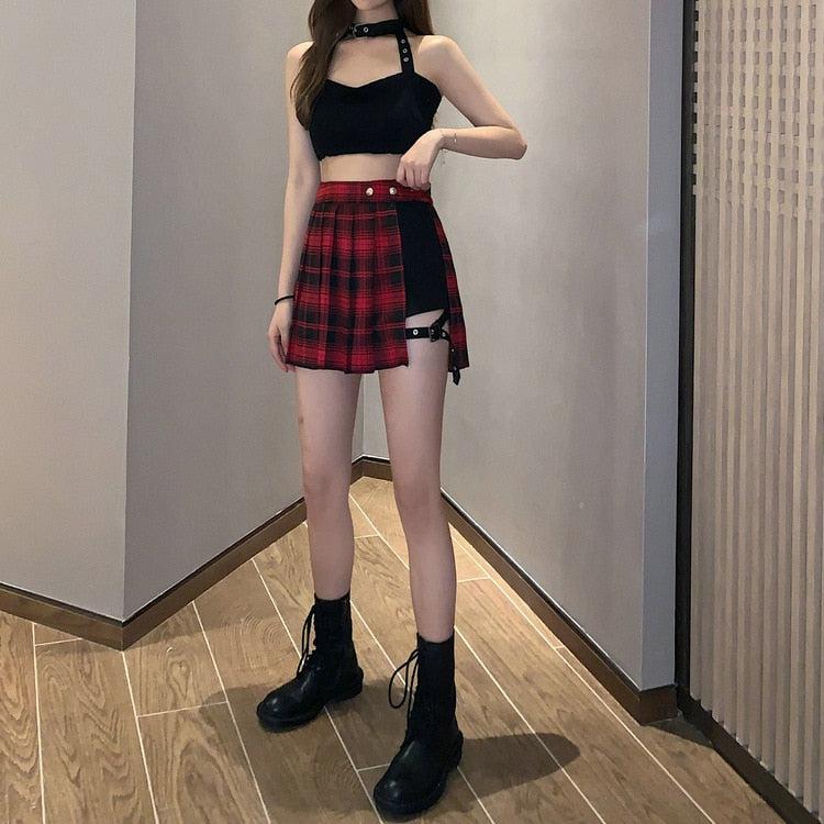 Grunge Plaid Mini Skirt - KAYSMAR