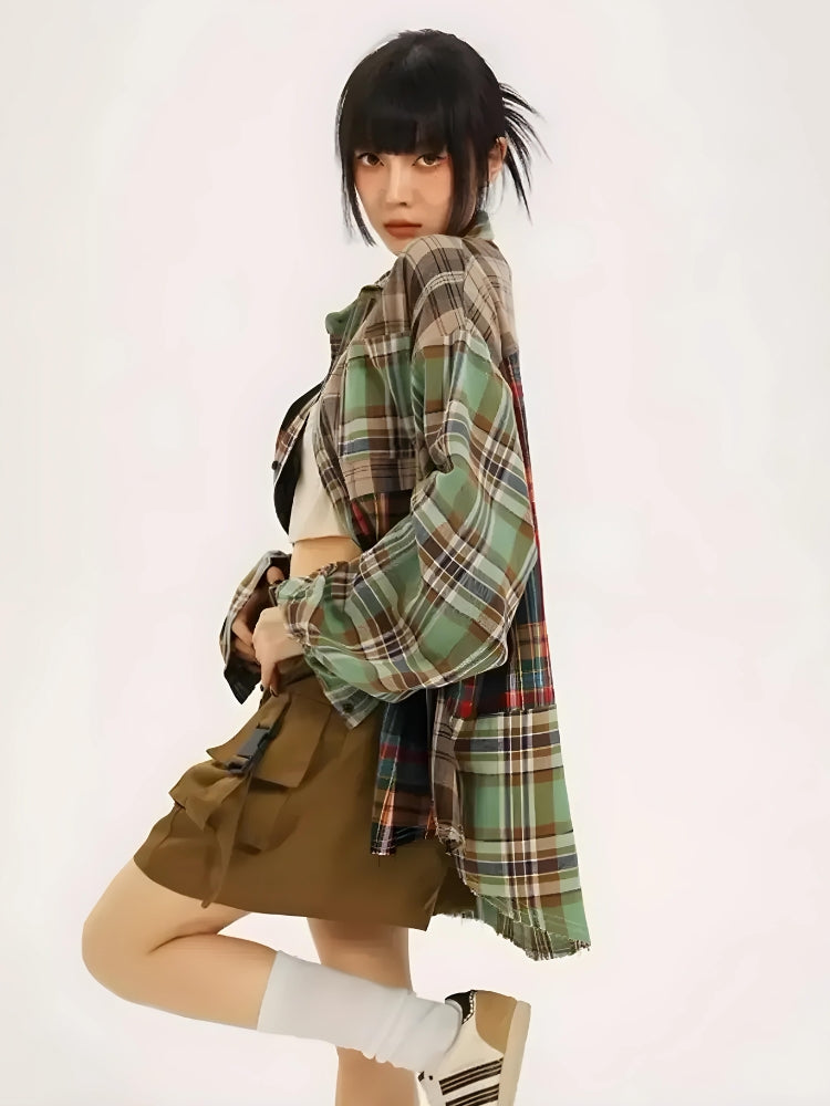 Grunge Plaid Shirt - KAYSMAR