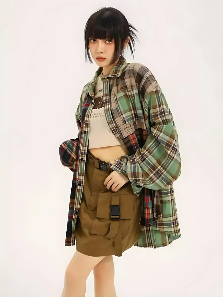 Grunge Plaid Shirt - KAYSMAR