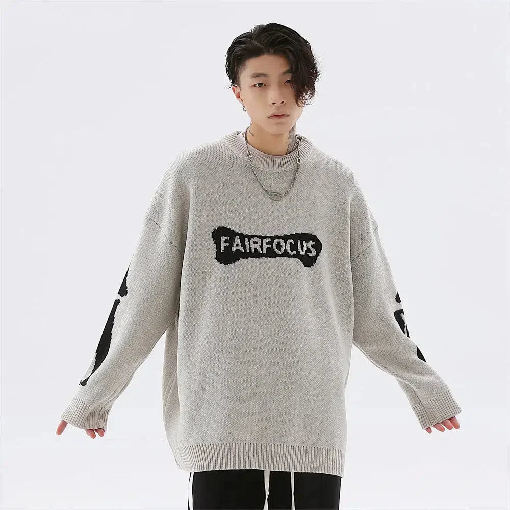 Grunge Skeleton Knitted Sweater - KAYSMAR