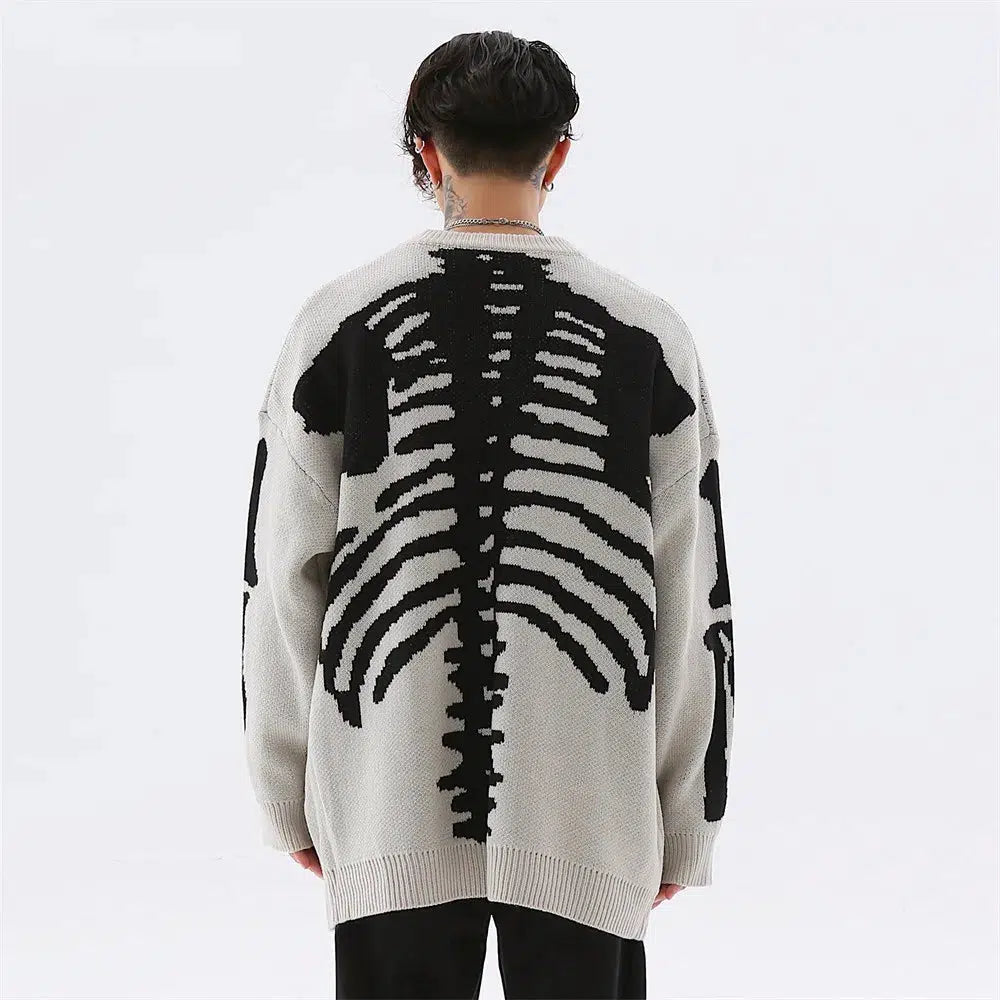 Grunge Skeleton Knitted Sweater - KAYSMAR