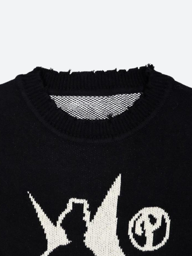 Grunge Starboy Distressed Knitted Sweater - KAYSMAR