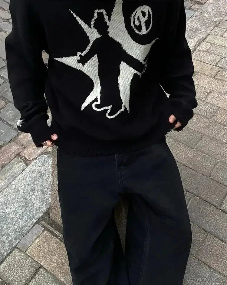Grunge Starboy Distressed Knitted Sweater - KAYSMAR