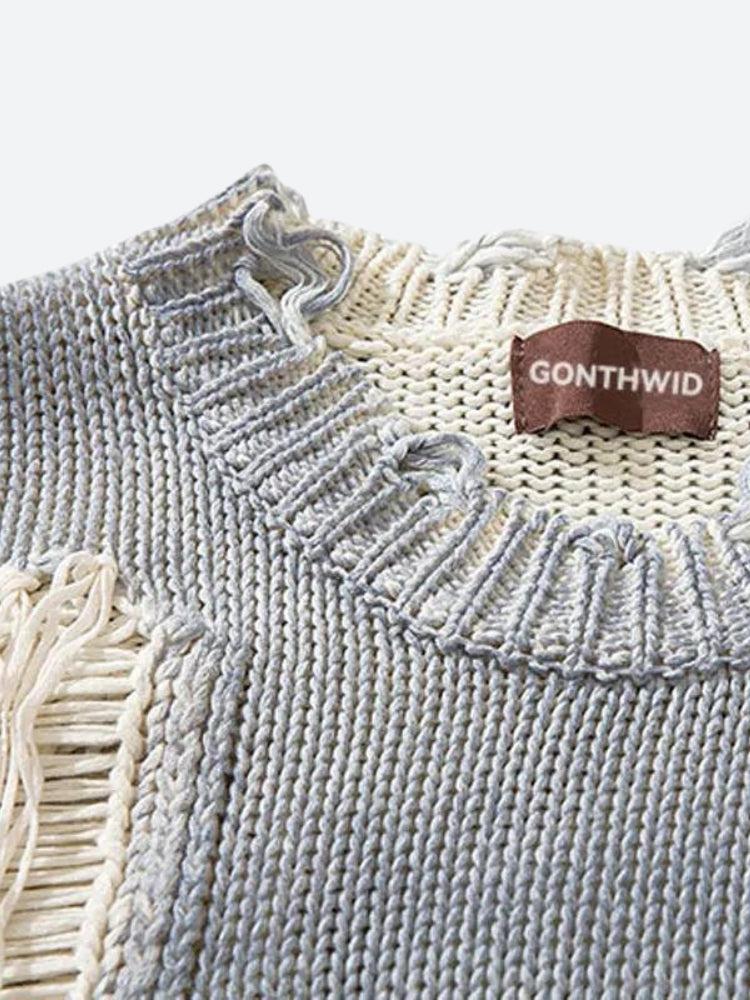 Grunge Tasseled Distressed Sweater - KAYSMAR