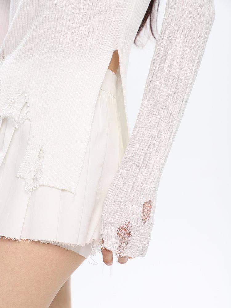 Grunge Turtleneck Distressed Sweater - KAYSMAR