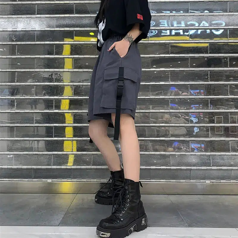Grunge Wide Leg Cargo Shorts - KAYSMAR