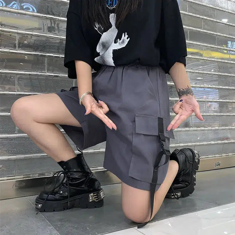 Grunge Wide Leg Cargo Shorts - KAYSMAR
