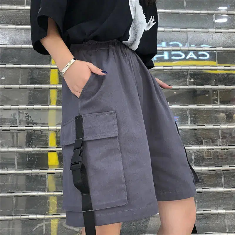 Grunge Wide Leg Cargo Shorts - KAYSMAR