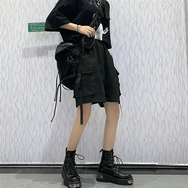 Grunge Wide Leg Cargo Shorts - KAYSMAR
