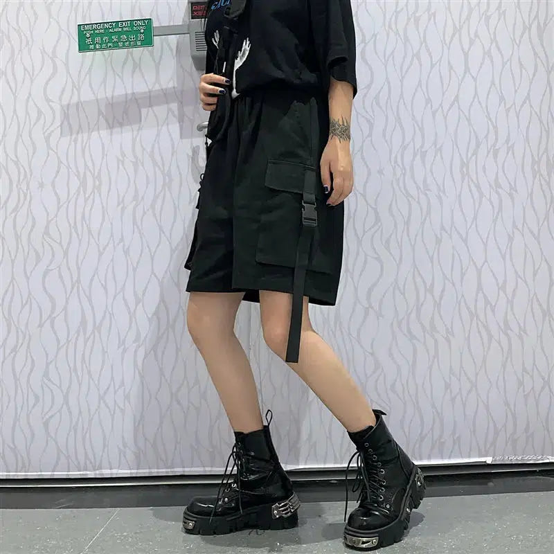 Grunge Wide Leg Cargo Shorts - KAYSMAR