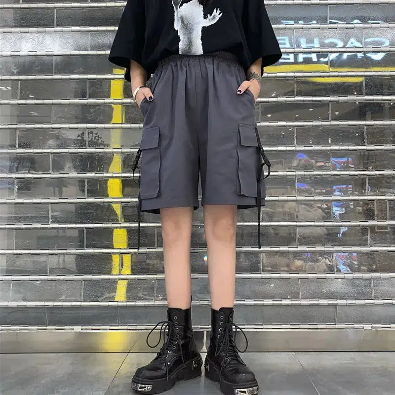Grunge Wide Leg Cargo Shorts - KAYSMAR