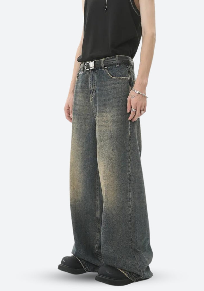 Grunge Wide Leg Denim Jeans - KAYSMAR