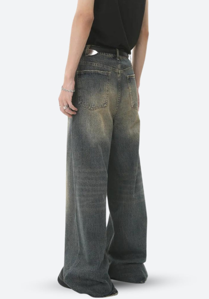 Grunge Wide Leg Denim Jeans - KAYSMAR