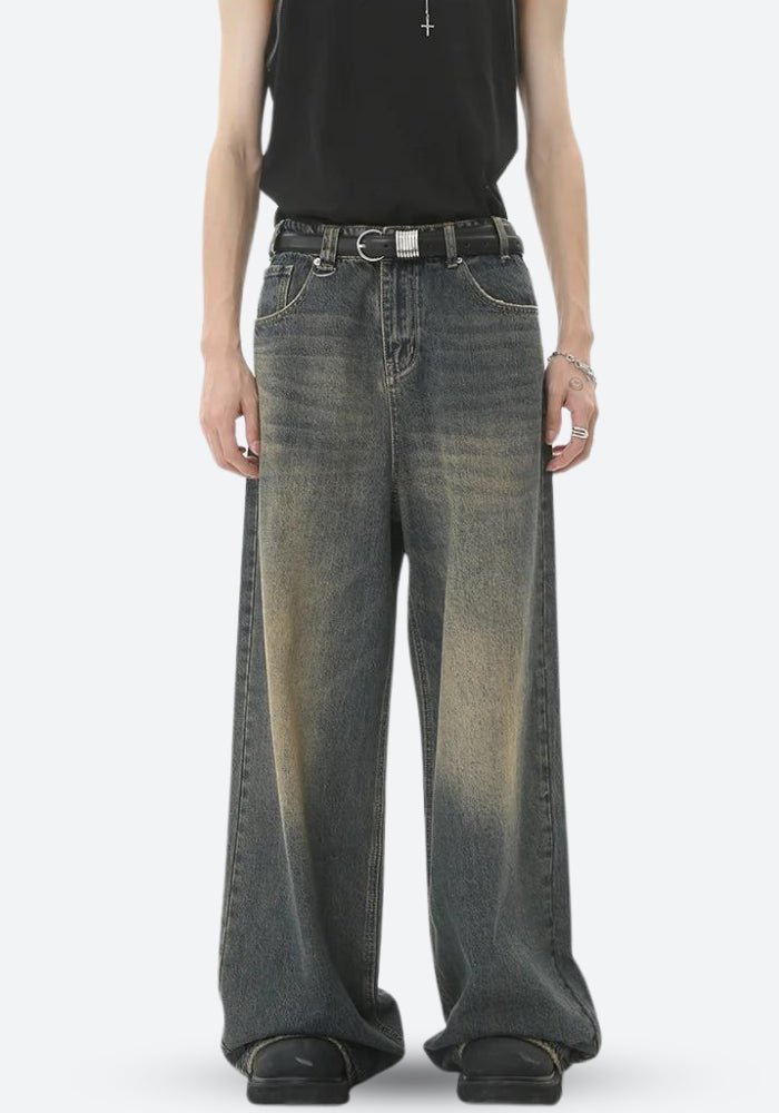 Grunge Wide Leg Denim Jeans - KAYSMAR