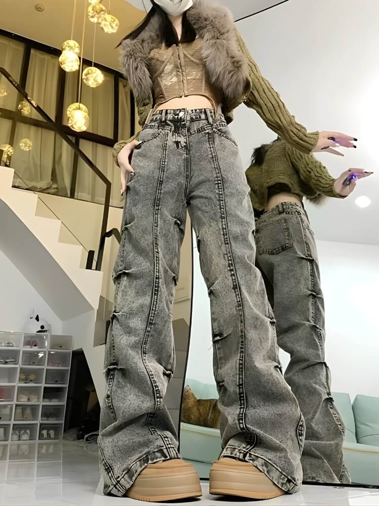 Grunge Wide Leg Jeans - KAYSMAR