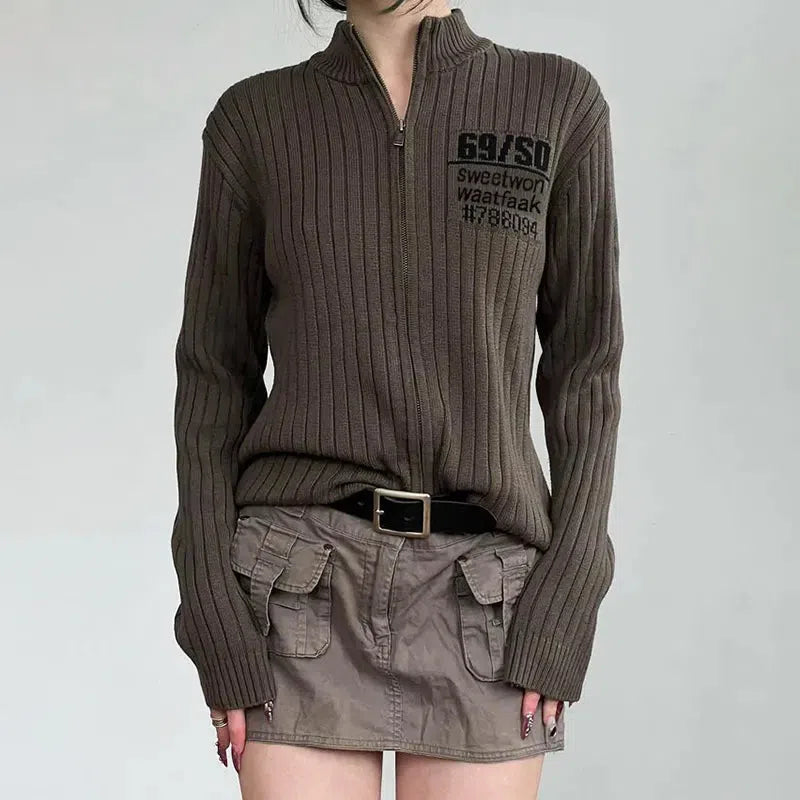 Grunge Zip-Up Cardigan Jacket - KAYSMAR