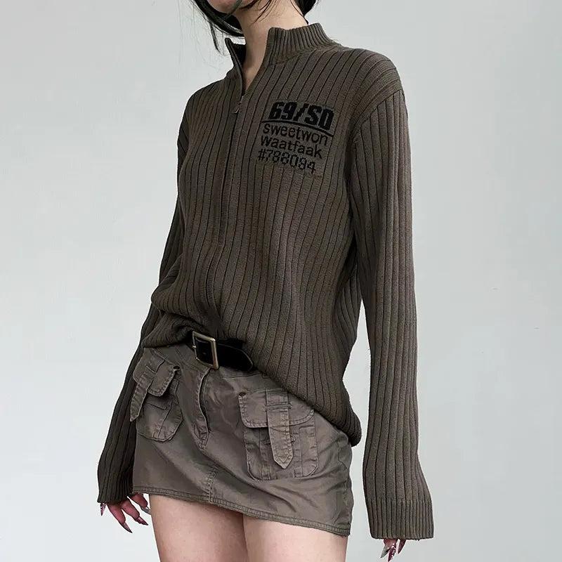 Grunge Zip-Up Cardigan Jacket - KAYSMAR