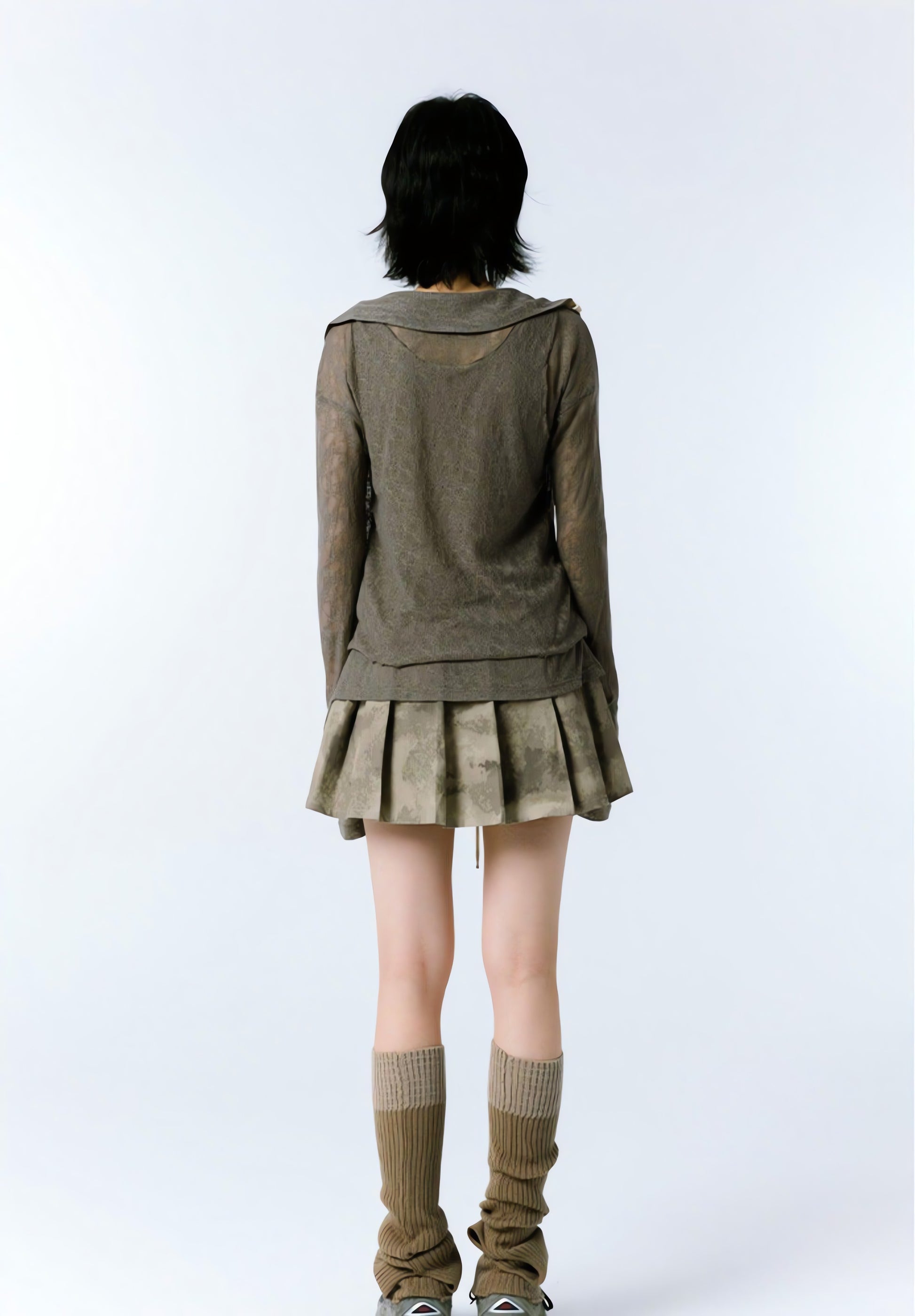 Grunge Asymmetric Long Sleeve Lace Top - KAYSMAR