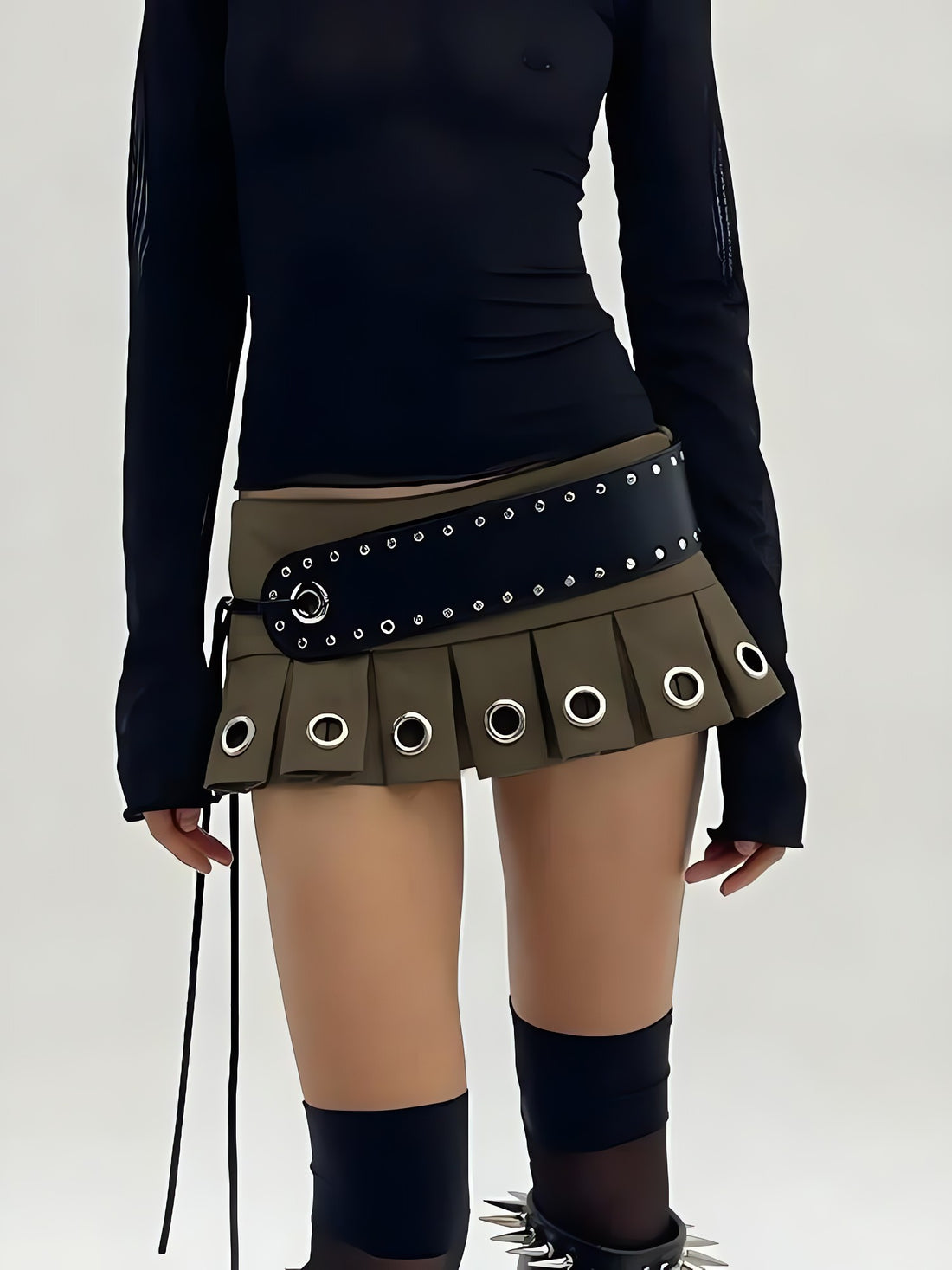 Grunge Belted Extra Mini Skirt - KAYSMAR