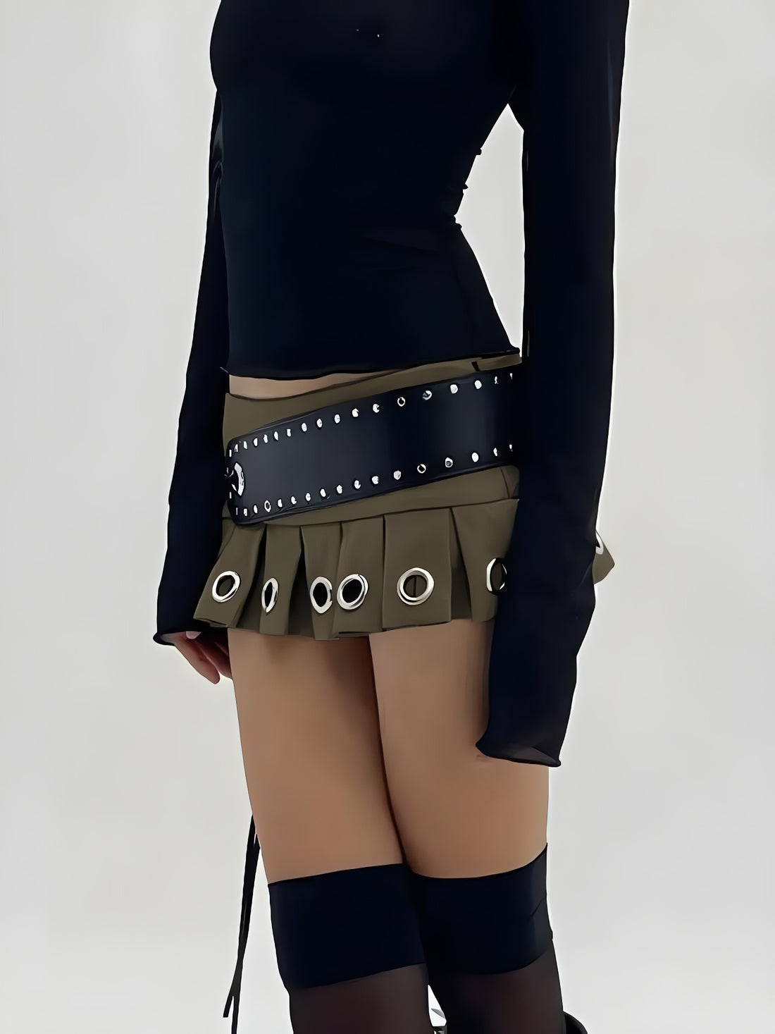 Grunge Belted Extra Mini Skirt - KAYSMAR