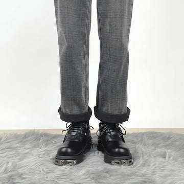 Grunge Belted Lace Up Platform Boots - KAYSMAR