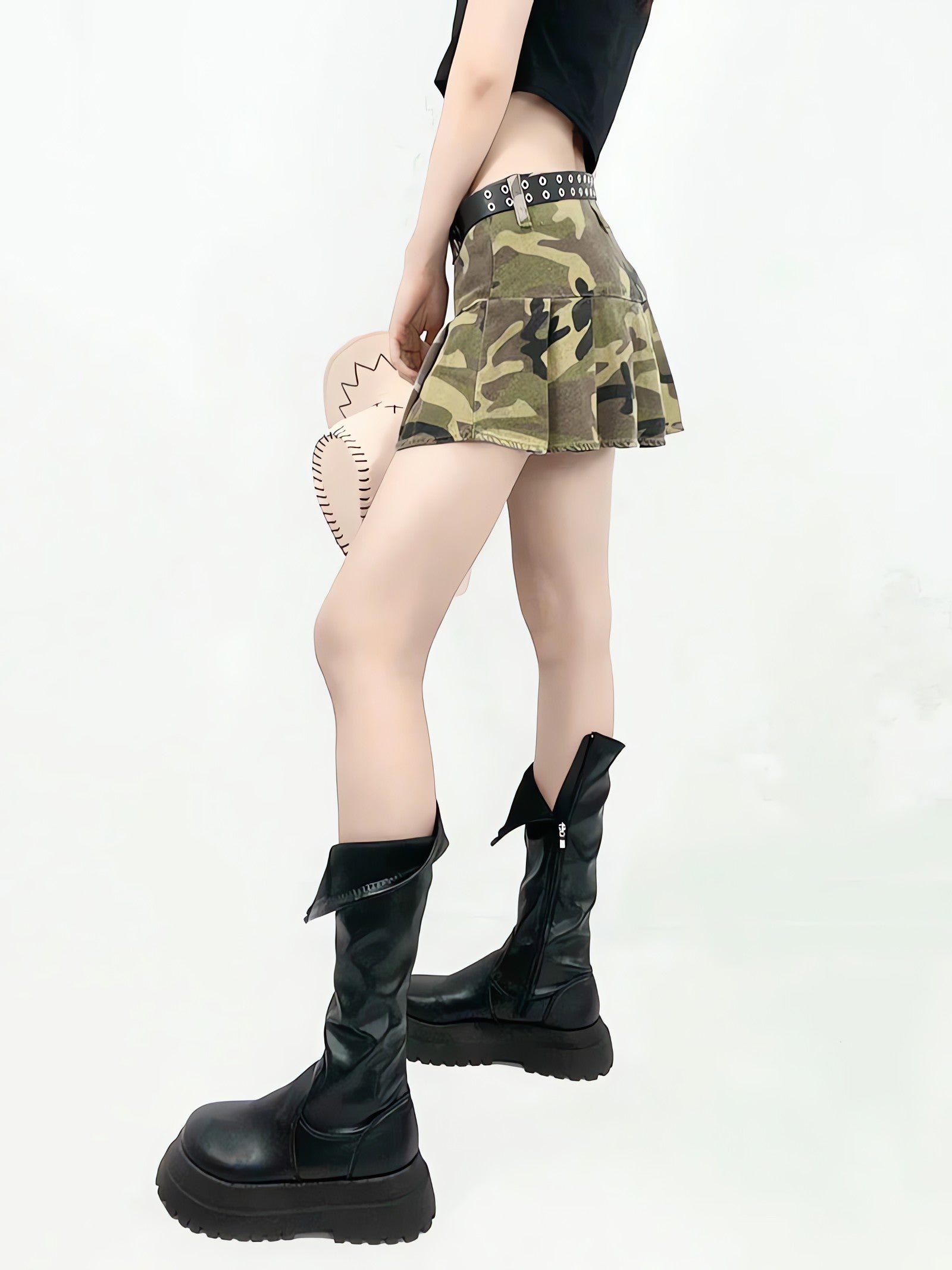Grunge Camo Pleated Mini Skirt - KAYSMAR