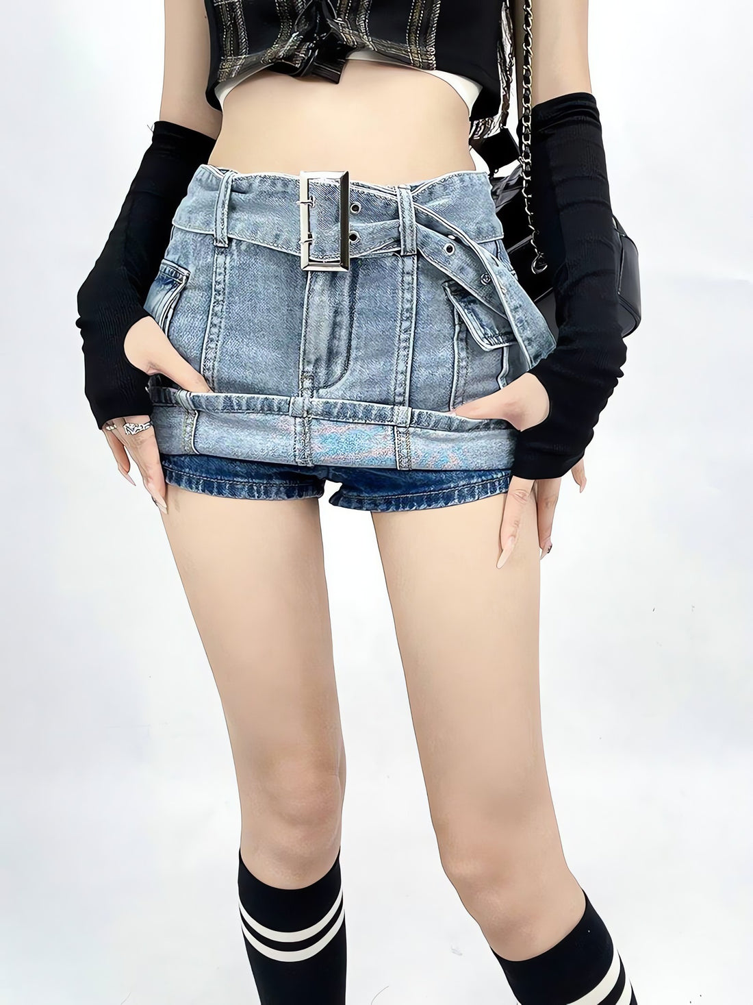 Grunge Cargo Jean Mini Skirt - KAYSMAR