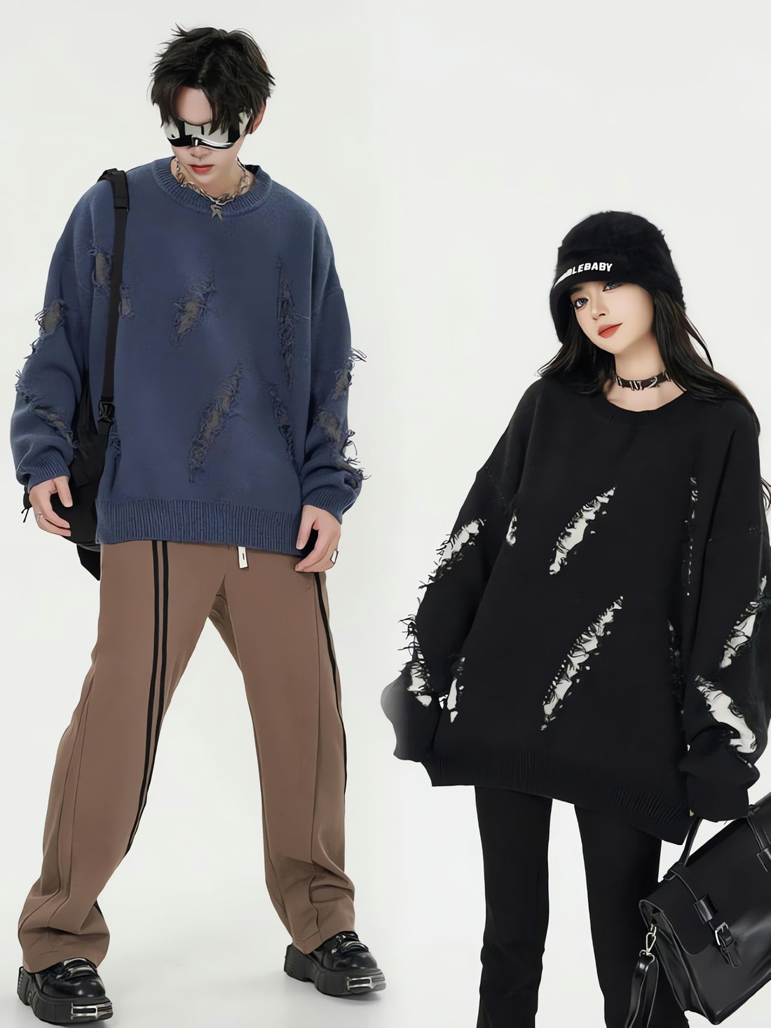 Grunge Claw Distressed Knitted Sweater - KAYSMAR